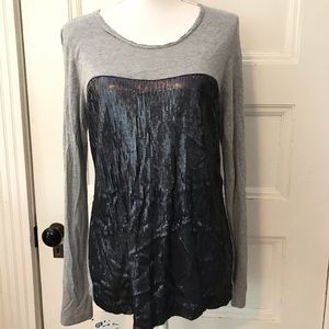 Diane Von Furstenberg Gray Sequin T Shirt Top